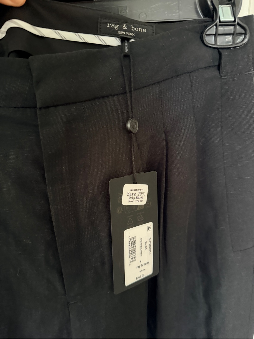 rag & bone NWT Linen Chappell Black Wide-Leg Pants